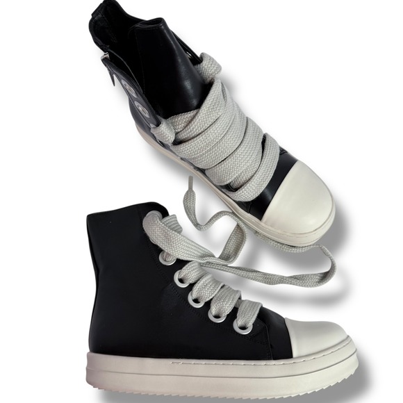 Impremey Unisex Black High Top Sneakers Platform Chunky Lace Up Side Zipper Sz 8 - Picture 1 of 16